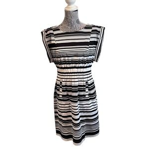 Marvin Richards Black and White Striped Sleeveless Dress Stretchy Size 10